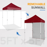 5x5 Straight Leg Pop Up Canopy Tent with One Removable Sunwall