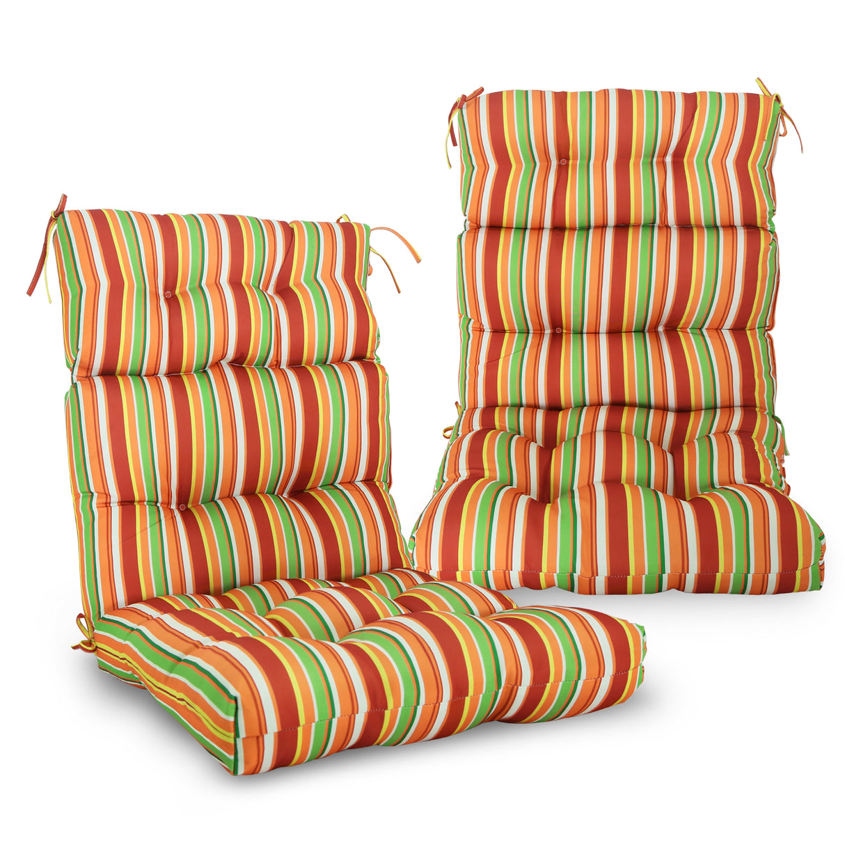 Tufted Outdoor/Indoor High Back Patio Chair Cushion, Set of 2, 46'' x 22''