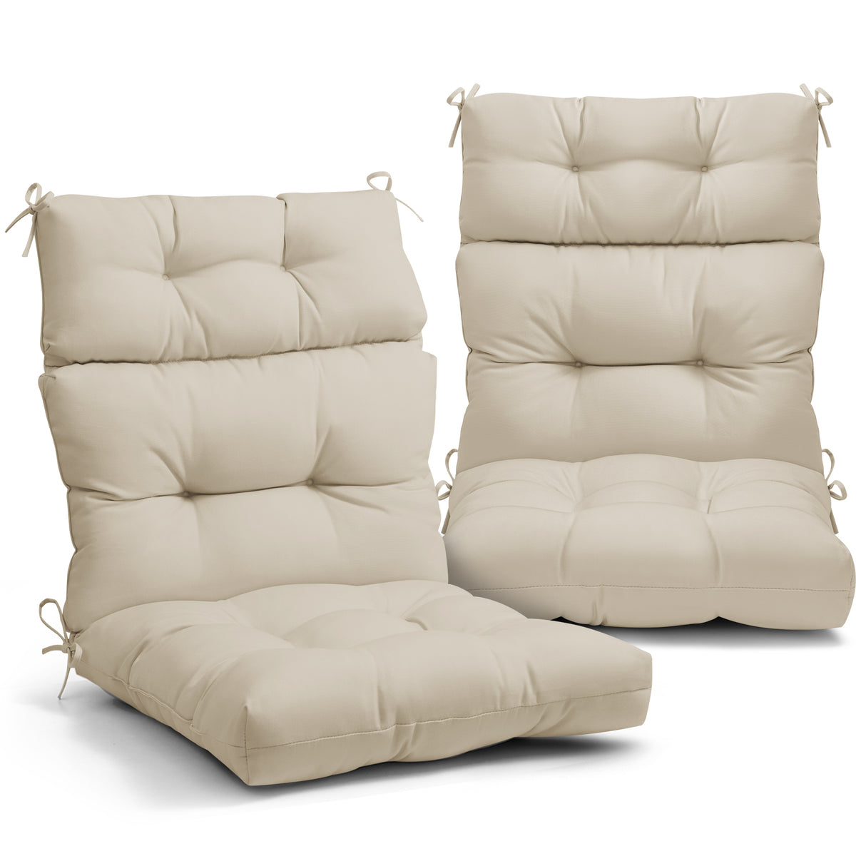 Tufted Outdoor/Indoor High Back Patio Chair Cushion, Set of 2, 46'' x 22''