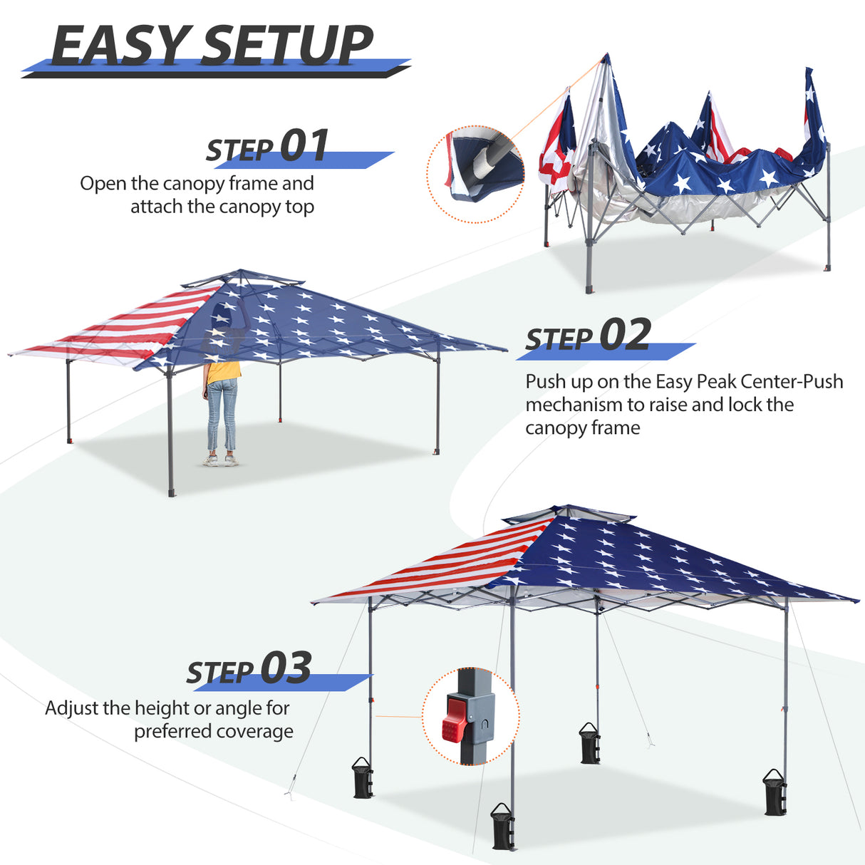 13x13 Straight Leg Pop Up Canopy Tent with 169 sqft of Shade