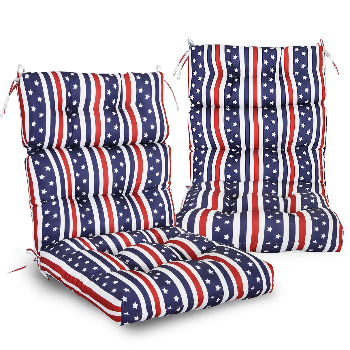 Tufted Outdoor/Indoor High Back Patio Chair Cushion, Set of 2, 46'' x 22''