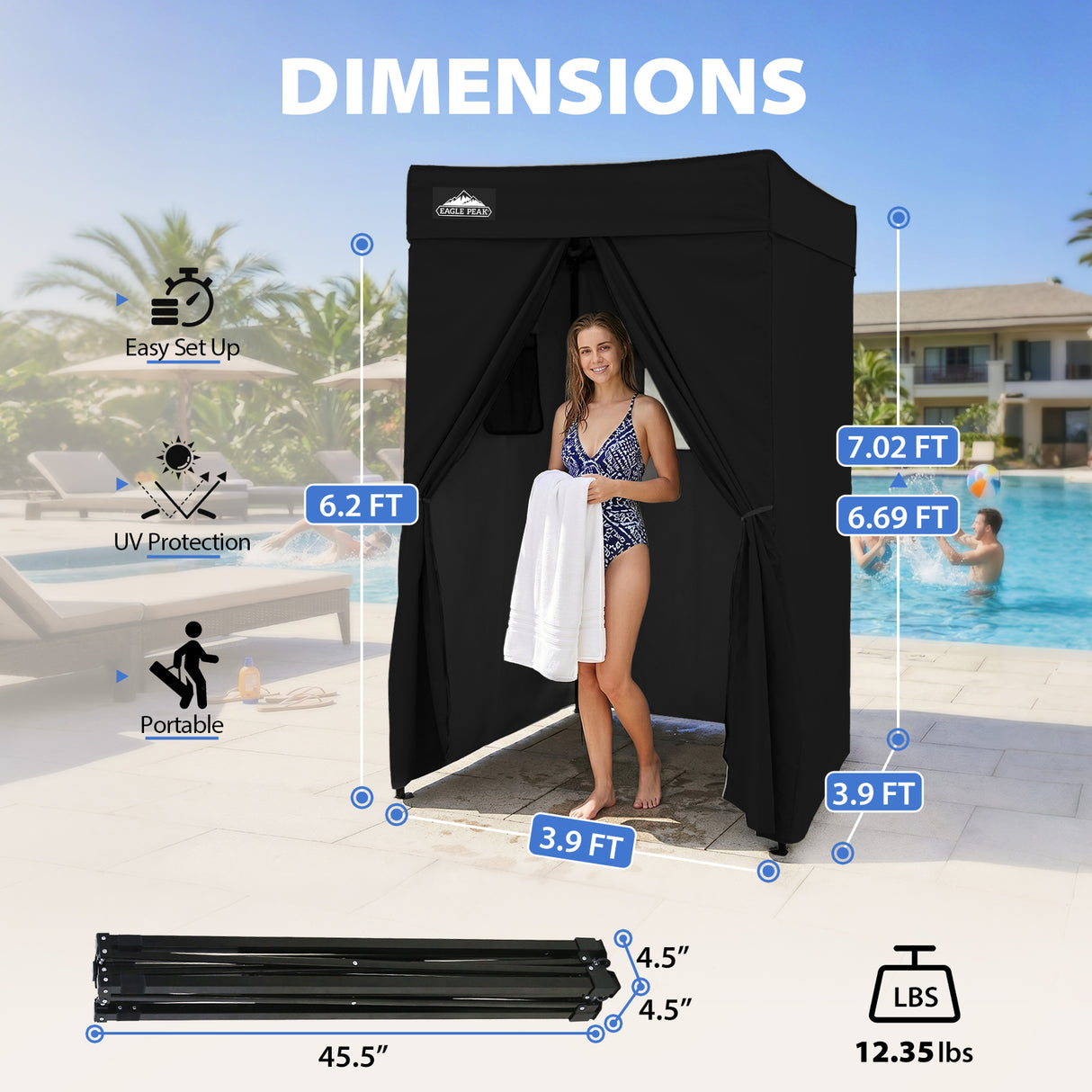 4x4 Pop Up Changing Tent, Flat Top Changing Room
