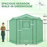 6.6x6.6/8.5x8.5 Easy Setup Pop Up Greenhouse, Hexagon