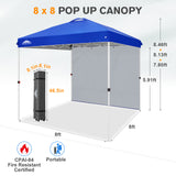 8x8 Pop Up Canopy Tent with 1 Sidewall