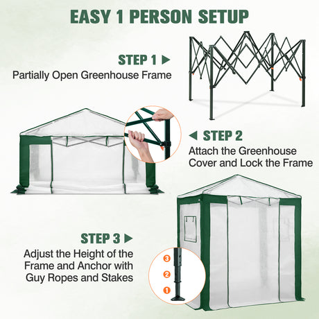 6x4/8x6/10x10 Walk In Pop Up Greenhouse