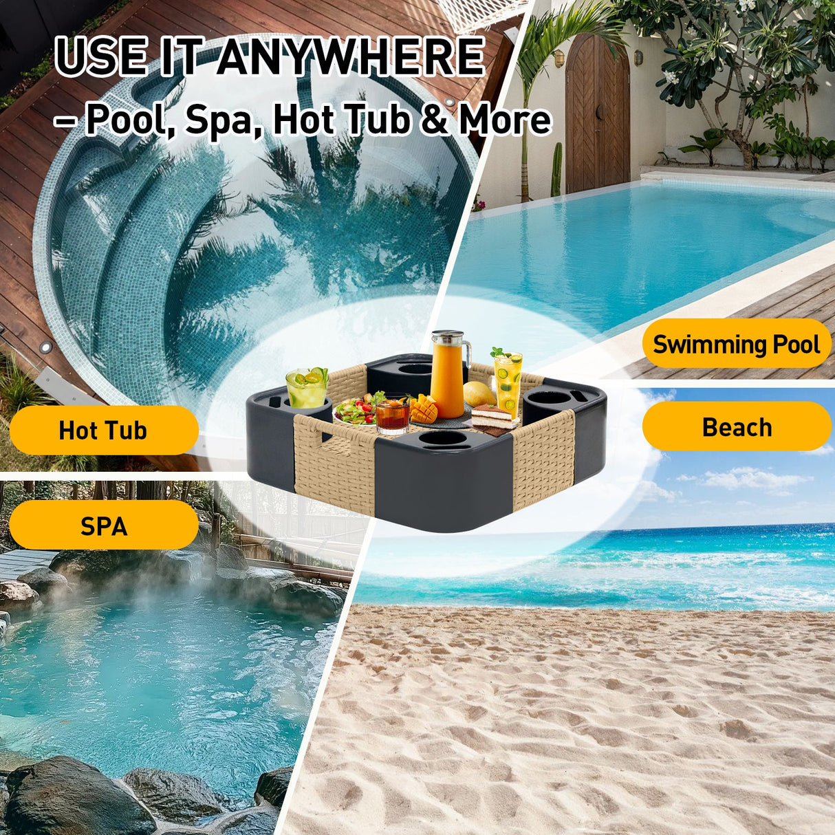 24”x24” Square/35”x24” Rectangular Floating Tray for Pool and Hot Tub - Eagle Peak®