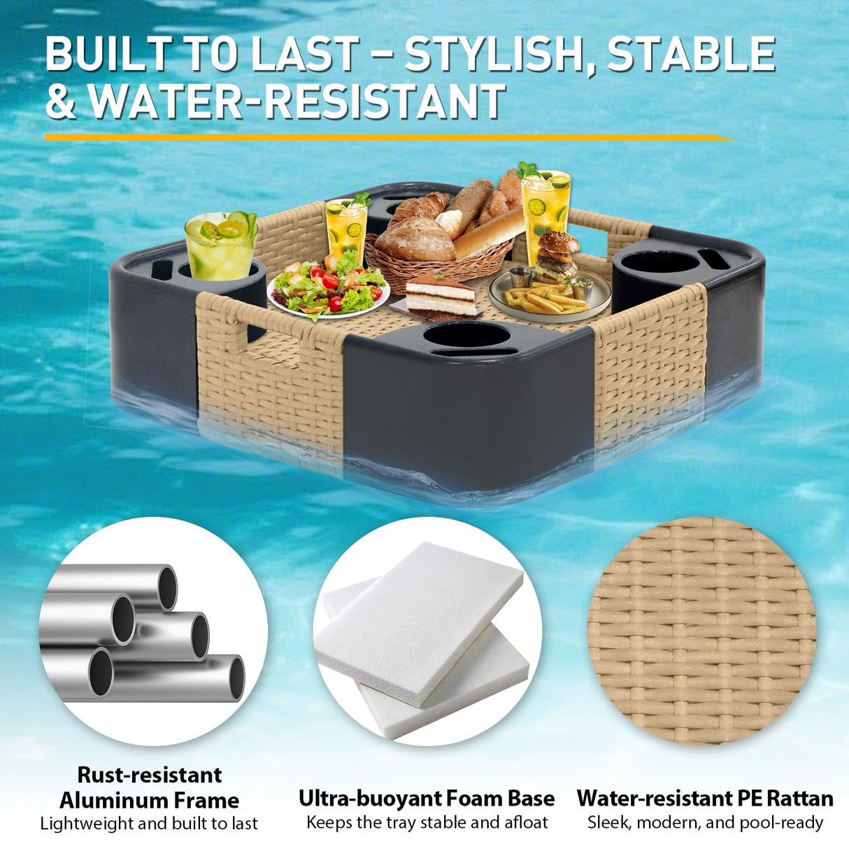 24”x24” Square/35”x24” Rectangular Floating Tray for Pool and Hot Tub - Eagle Peak®