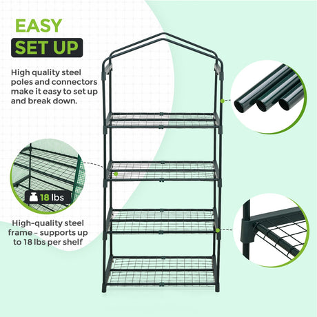 27.2"x19.3"x64.2" Mini Greenhouse with Wire Shelves - Eagle Peak