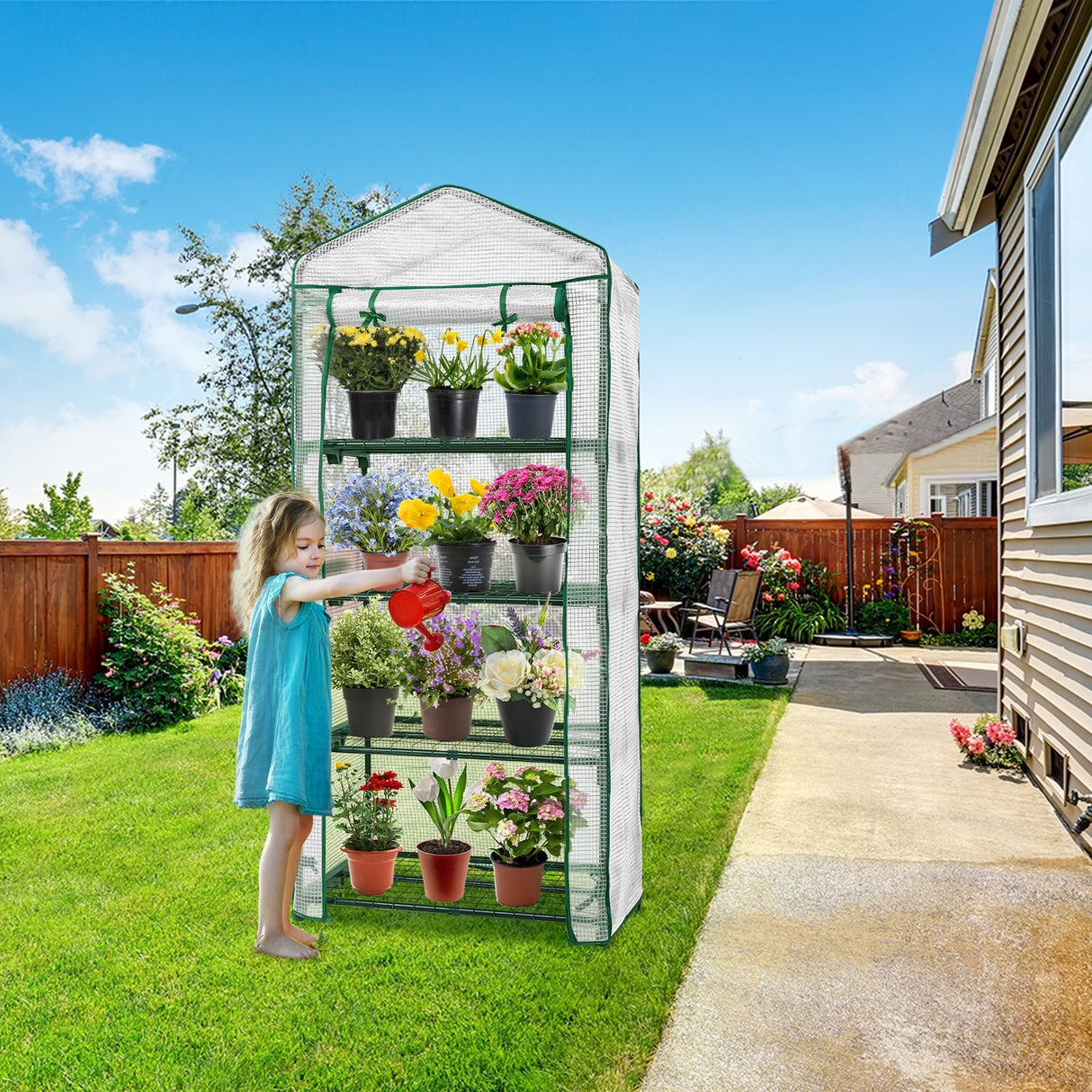 27.2"x19.3"x64.2" Mini Greenhouse with Wire Shelves - Eagle Peak Custom Canopy Tent