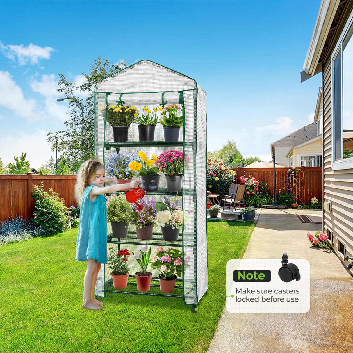 28”x 19”x 67” Mini Greenhouse with Wire Shelves,4 Tier, with Wheels - Eagle Peak Custom Canopy Tent