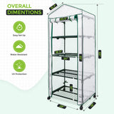 28”x 19”x 67” Mini Greenhouse with Wire Shelves,4 Tier, with Wheels - Eagle Peak Custom Canopy Tent