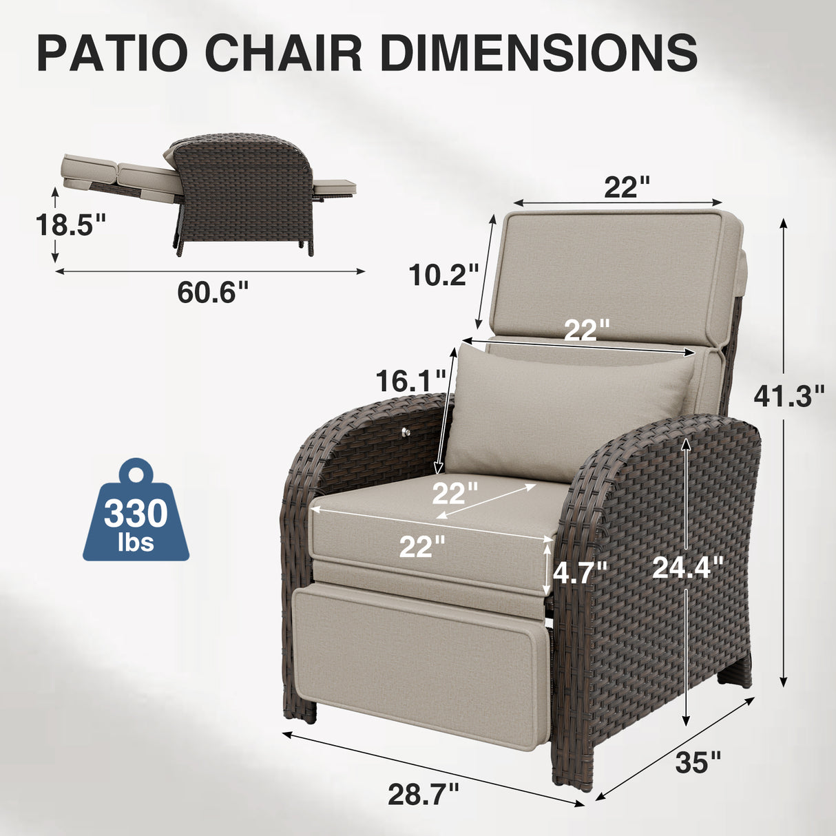 Outdoor Wicker Recliner Chair with Footrest
