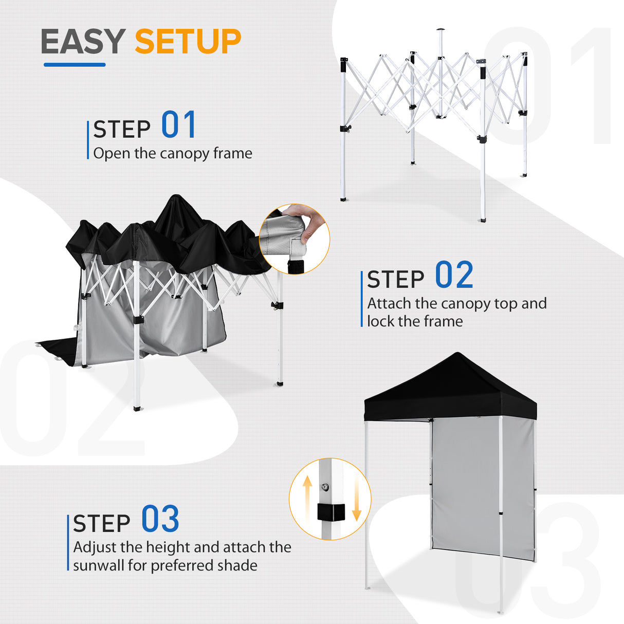 EAGLE PEAK Straight Leg Outdoor Portable Canopy Tent with Removable Sunwalls 5x5 ft, Carry Bag Included