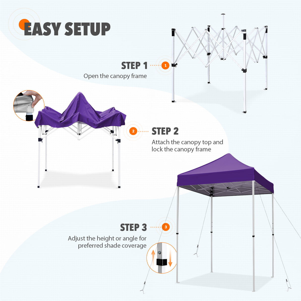 5x5 Pop Up Canopy Tent Instant Straight Leg  Outdoor Canopy Easy Set-up