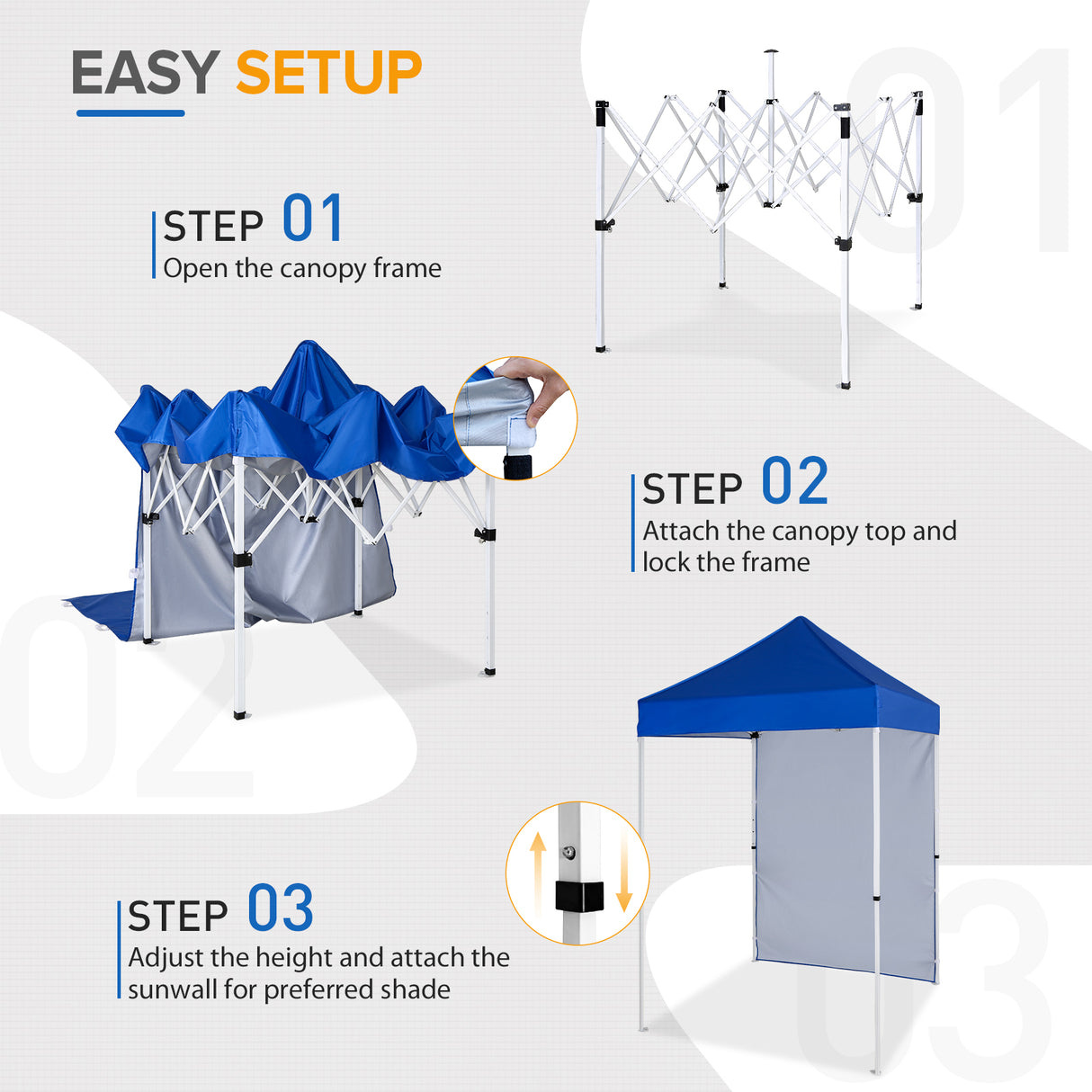 EAGLE PEAK Straight Leg Outdoor Portable Canopy Tent with Removable Sunwalls 5x5 ft, Carry Bag Included