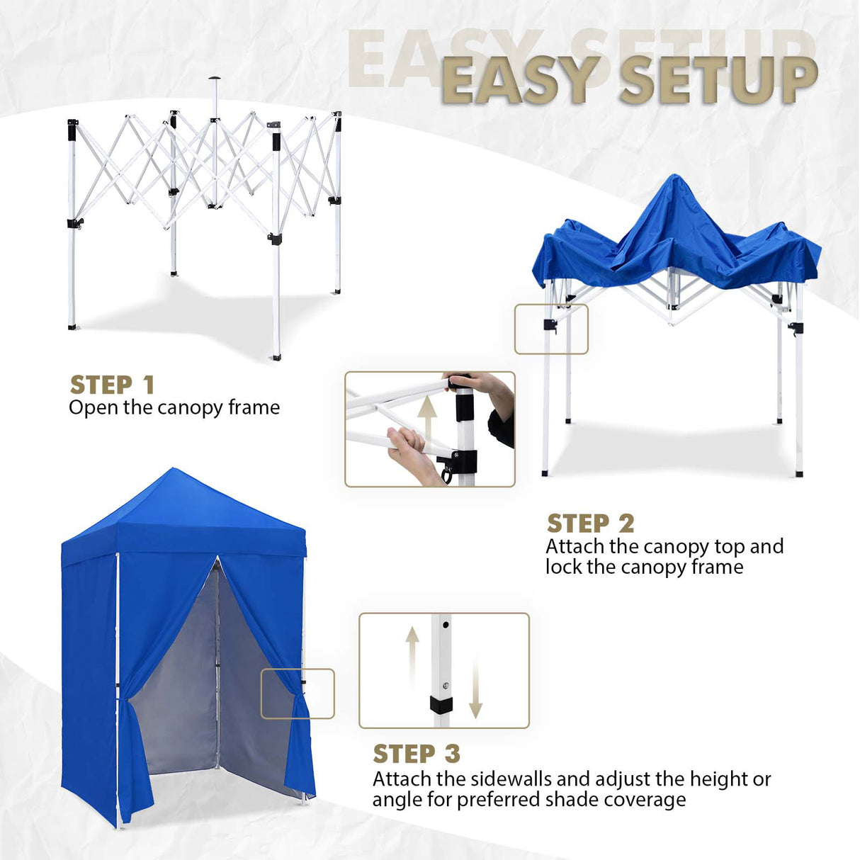 EAGLE PEAK Straight Leg Outdoor Portable Canopy Tent with Removable Sunwalls 5x5 ft, Carry Bag Included