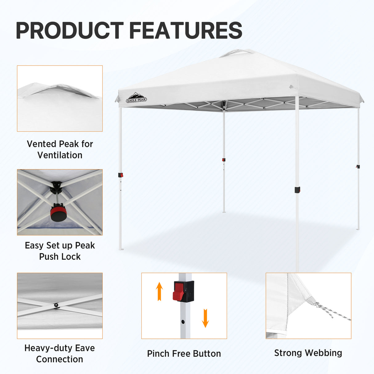 8x8 Pop Up Straight Leg Canopy with Wheeled Bag - Eagle Peak Custom Canopy Tent