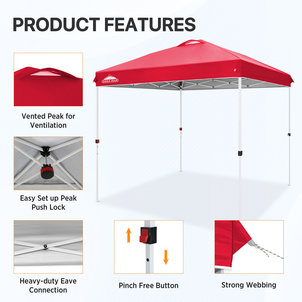 EAGLE PEAK 8x8 Pop Up Straight Leg Canopy with Wheeled Bag - Eagle Peak Canopy and Outdoor Products