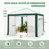 6x4/8x6/10x10 Walk In Pop Up Greenhouse