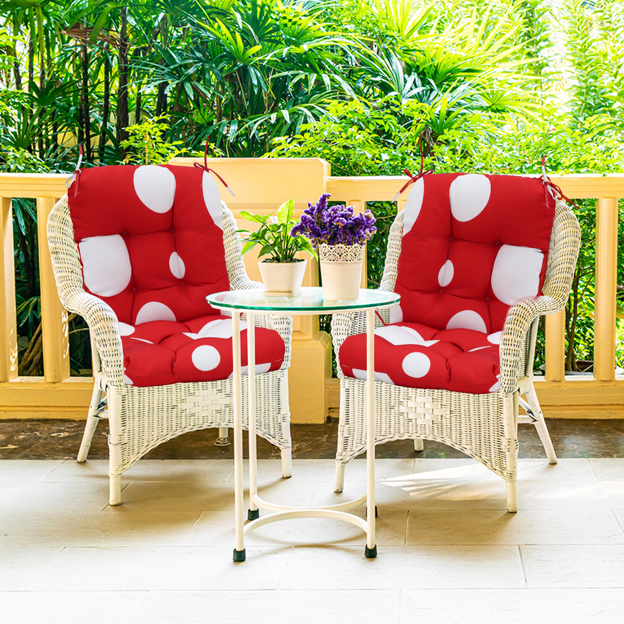 Tufted Outdoor/Indoor Seat/Back Chair Cushion, Set of 2, 42'' x 21''