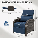 Outdoor Wicker Recliner Chair with Footrest