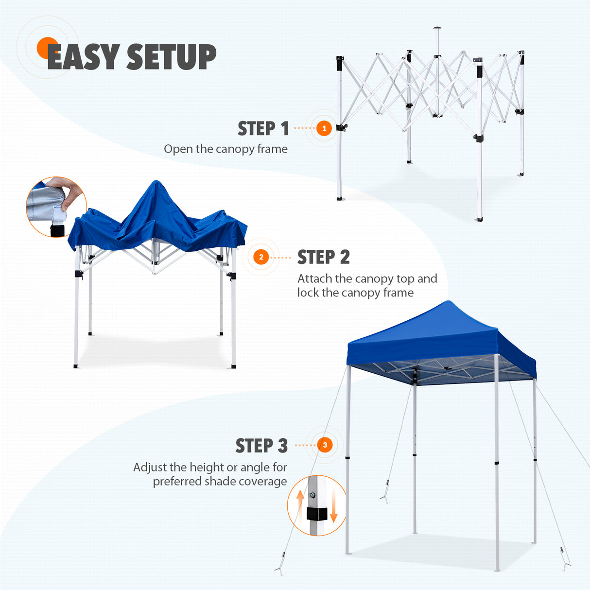 EAGLE PEAK 5x5 Pop Up Canopy Tent Instant Outdoor Canopy Easy Set-up Straight Leg Folding Shelter