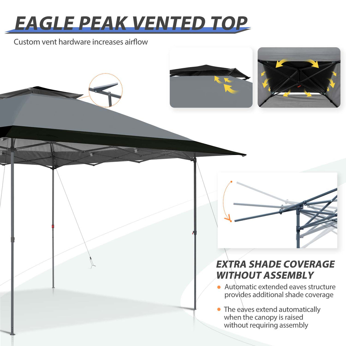 13x13 Straight Leg Pop Up Canopy Tent with 169 sqft of Shade