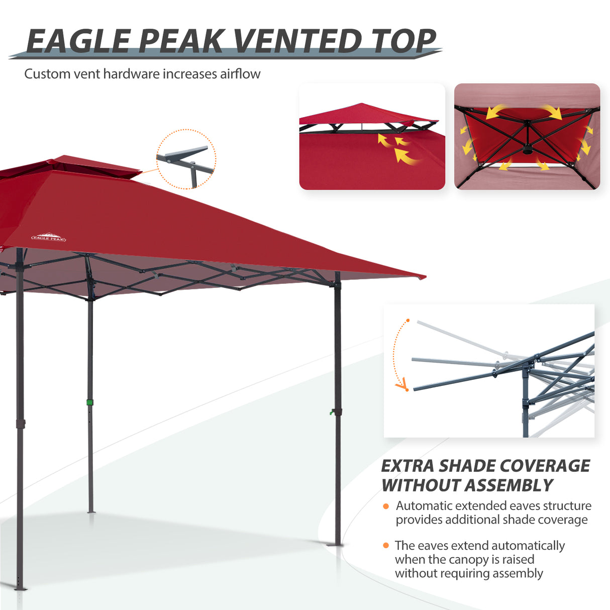 13x13 Straight Leg Pop Up Canopy Tent with 169 sqft of Shade