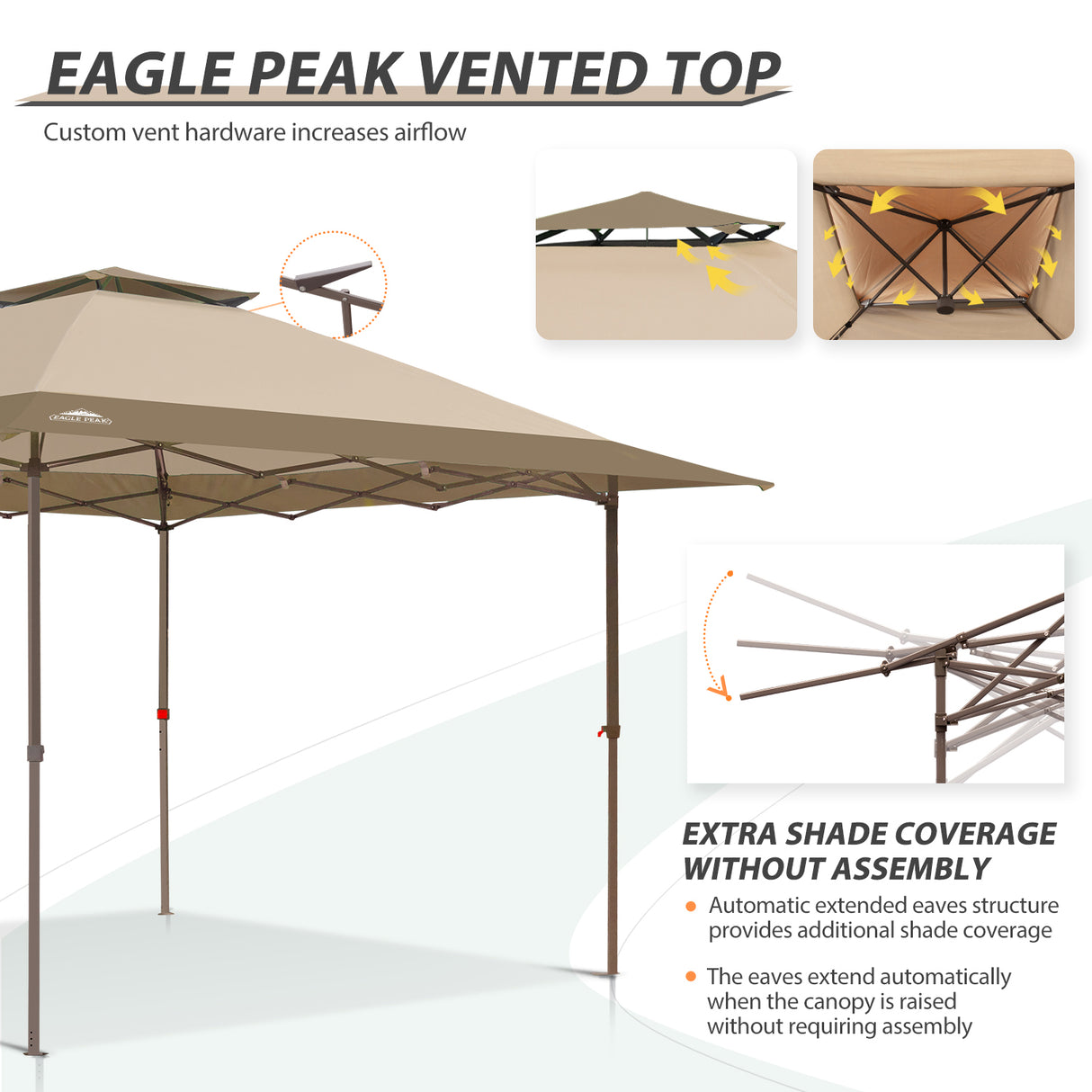 13x13 Straight Leg Pop Up Canopy Tent with 169 sqft of Shade