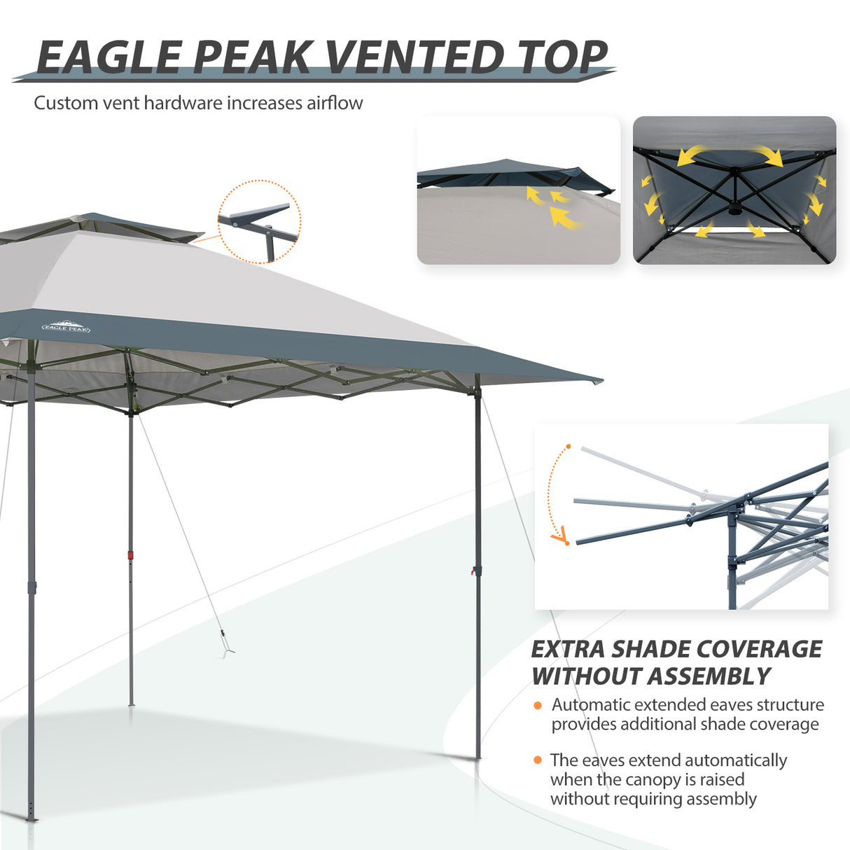 13x13 Straight Leg Pop Up Canopy Tent with 169 sqft of Shade