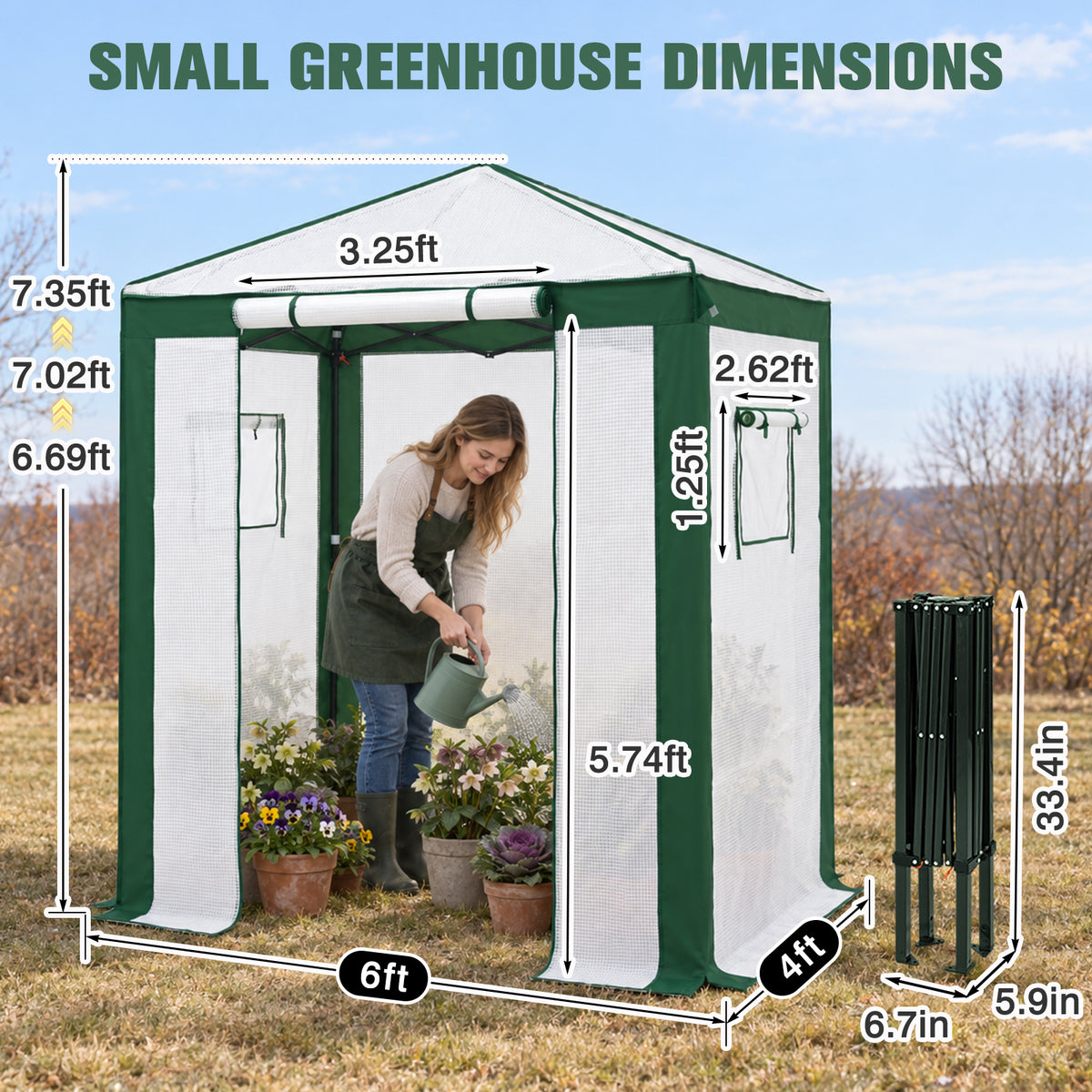 6x4/8x6/10x10 Walk In Pop Up Greenhouse