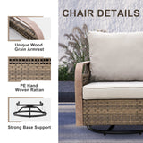 Modern Wicker Outdoor Glider Rocking Chair,4 Chairs, Brown/Gray