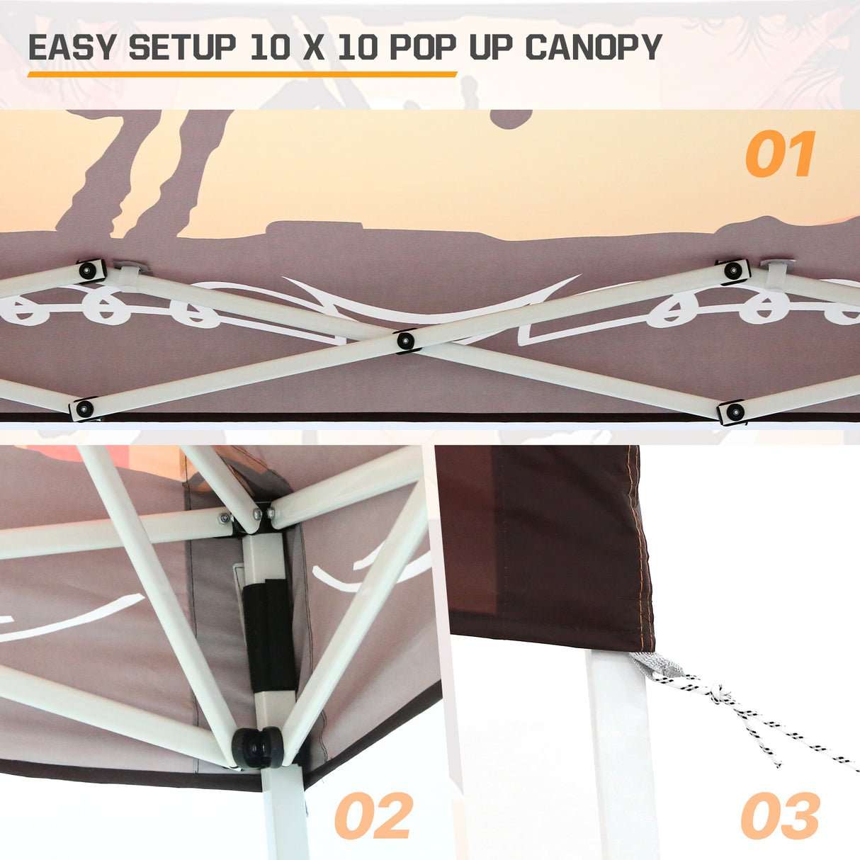 EAGLE PEAK Slant Leg Pop up Canopy Tent, 10x10 Base 8x8 Top