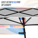 8x8 Backpack Pop Up Canopy Tent w/ Sidewall 8x8 Base 6x6 Top,Unique Printing Fabric