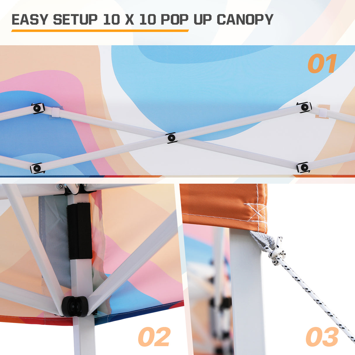 Slant Leg Pop up Canopy Tent, 10x10 Base 8x8 Top with SHADE GRAPHiX High Quality Digital Printed Top