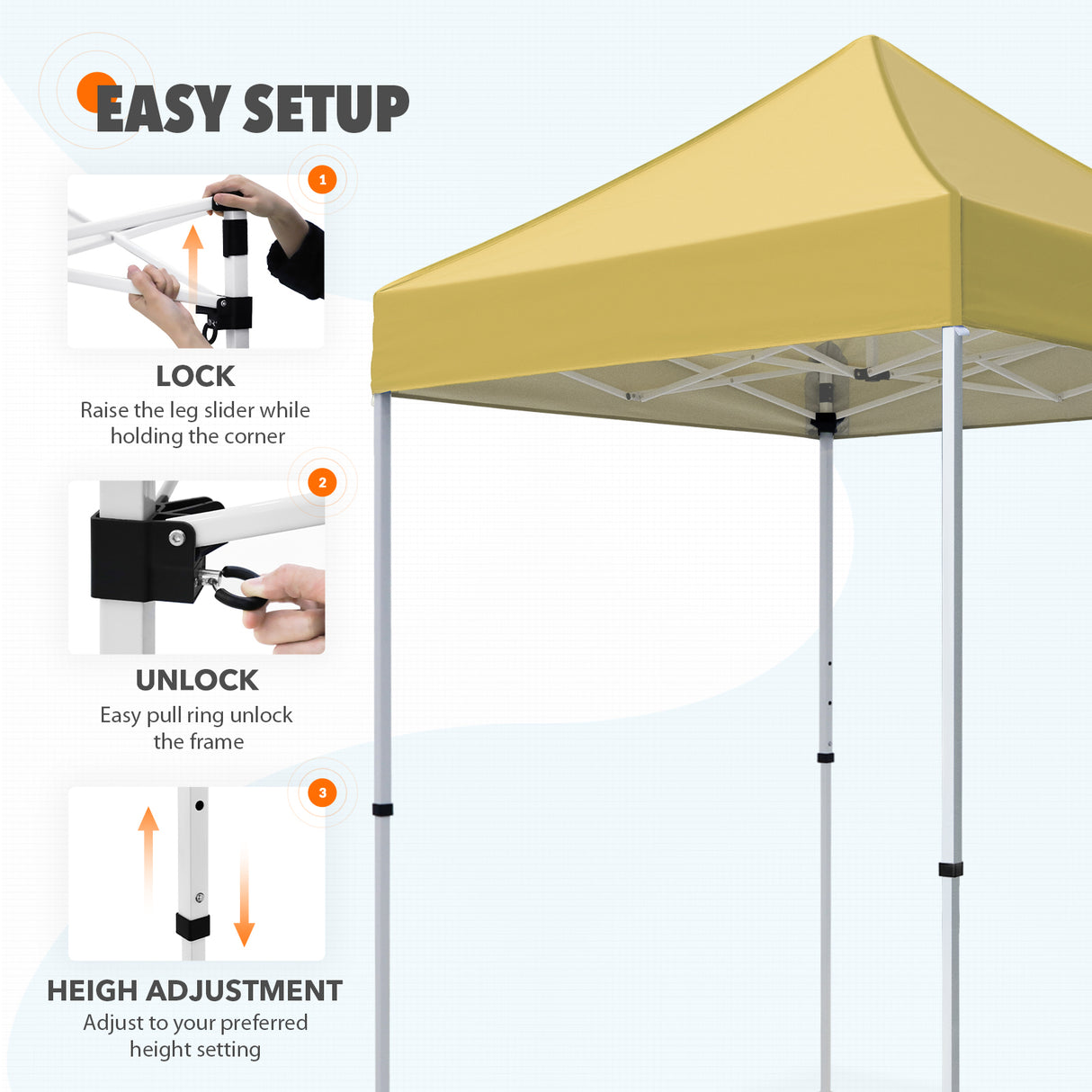 EAGLE PEAK 5x5 Pop Up Canopy Tent Instant Outdoor Canopy Easy Set-up Straight Leg Folding Shelter