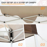 EAGLE PEAK Slant Leg Pop up Canopy Tent, 10x10 Base 8x8 Top