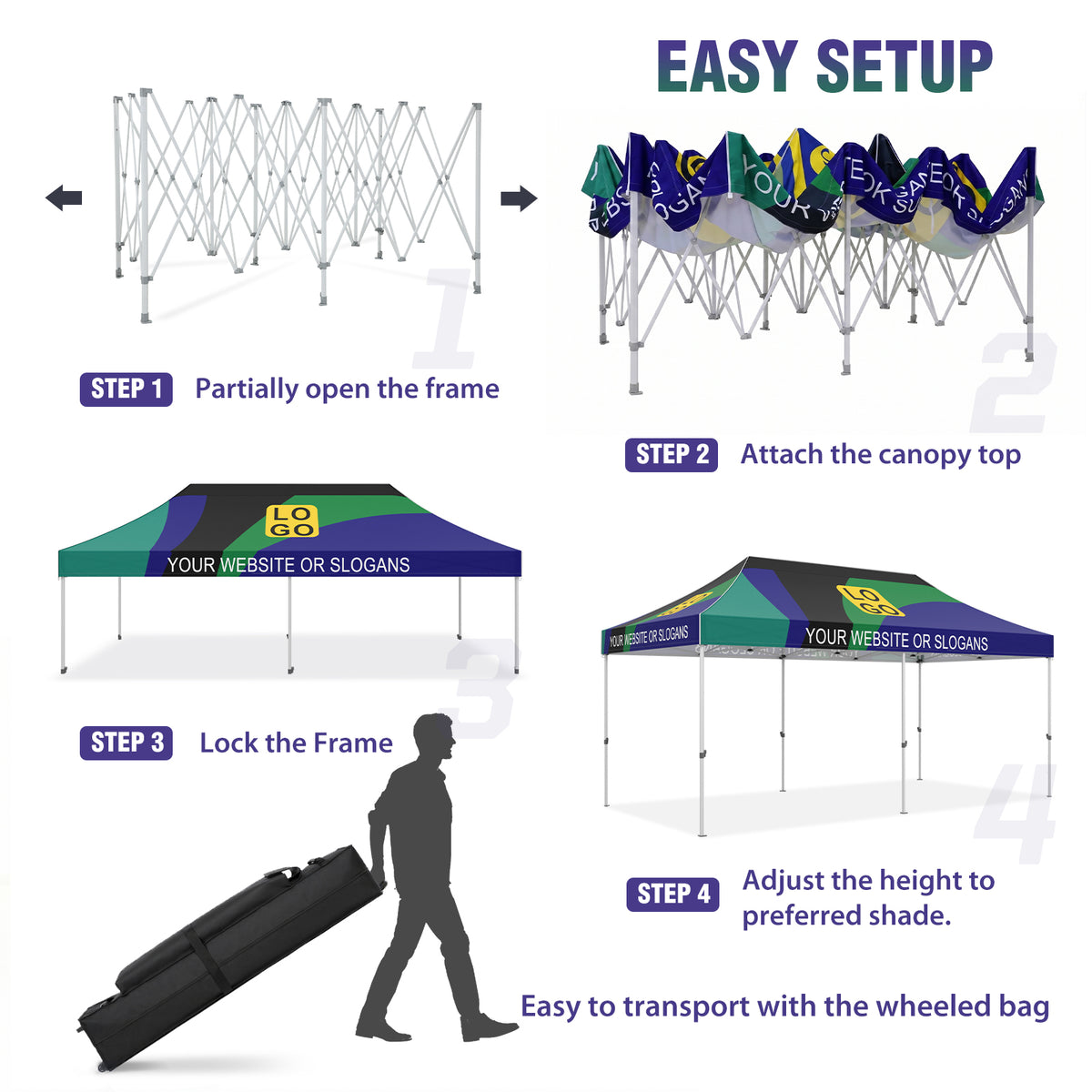 Custom Canopy Tent 10x20 with Logo, Custom Vendor Tent
