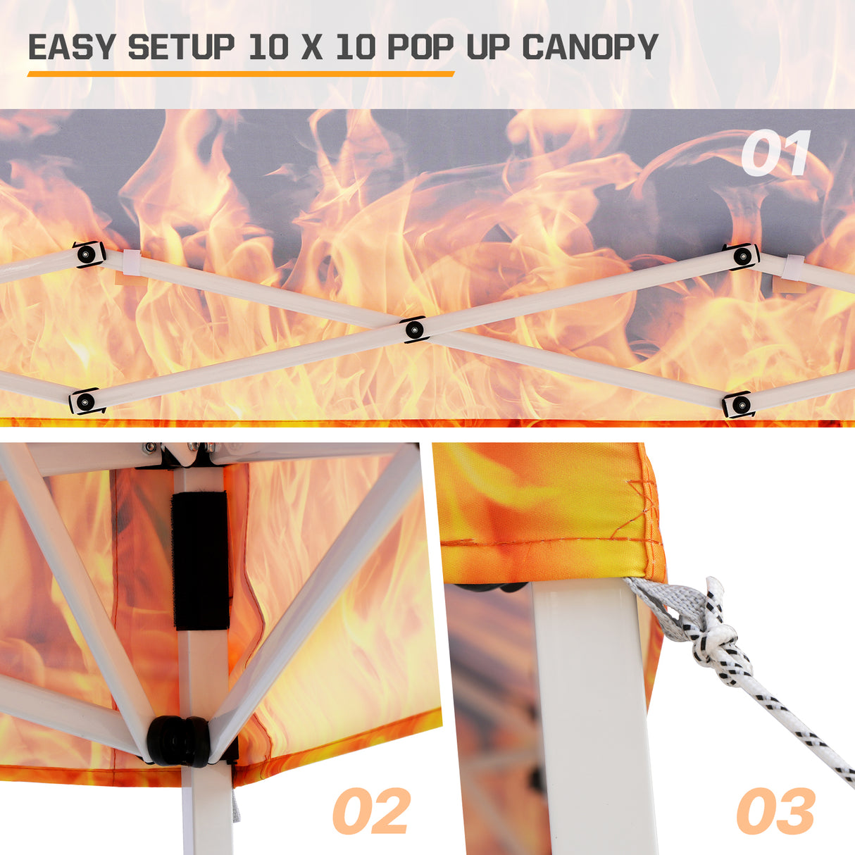 EAGLE PEAK Slant Leg Pop up Canopy Tent, 10x10 Base 8x8 Top