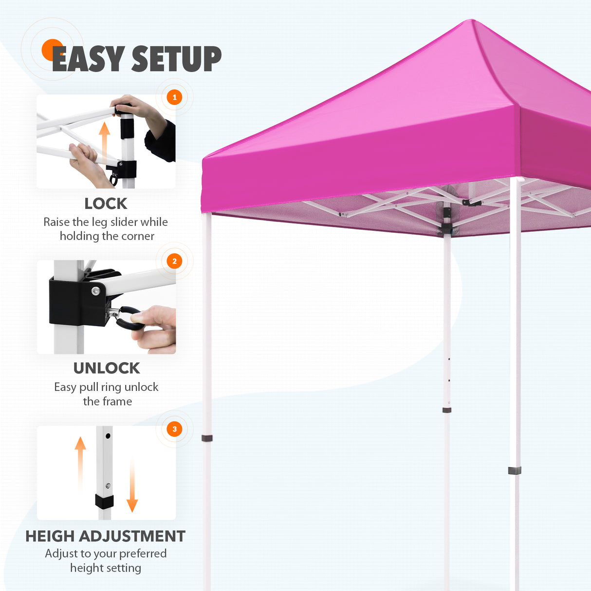 EAGLE PEAK 5x5 Pop Up Canopy Tent Instant Outdoor Canopy Easy Set-up Straight Leg Folding Shelter