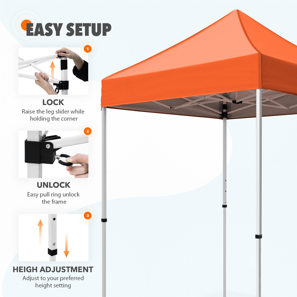 EAGLE PEAK 5x5 Pop Up Canopy Tent Instant Outdoor Canopy Easy Set-up Straight Leg Folding Shelter