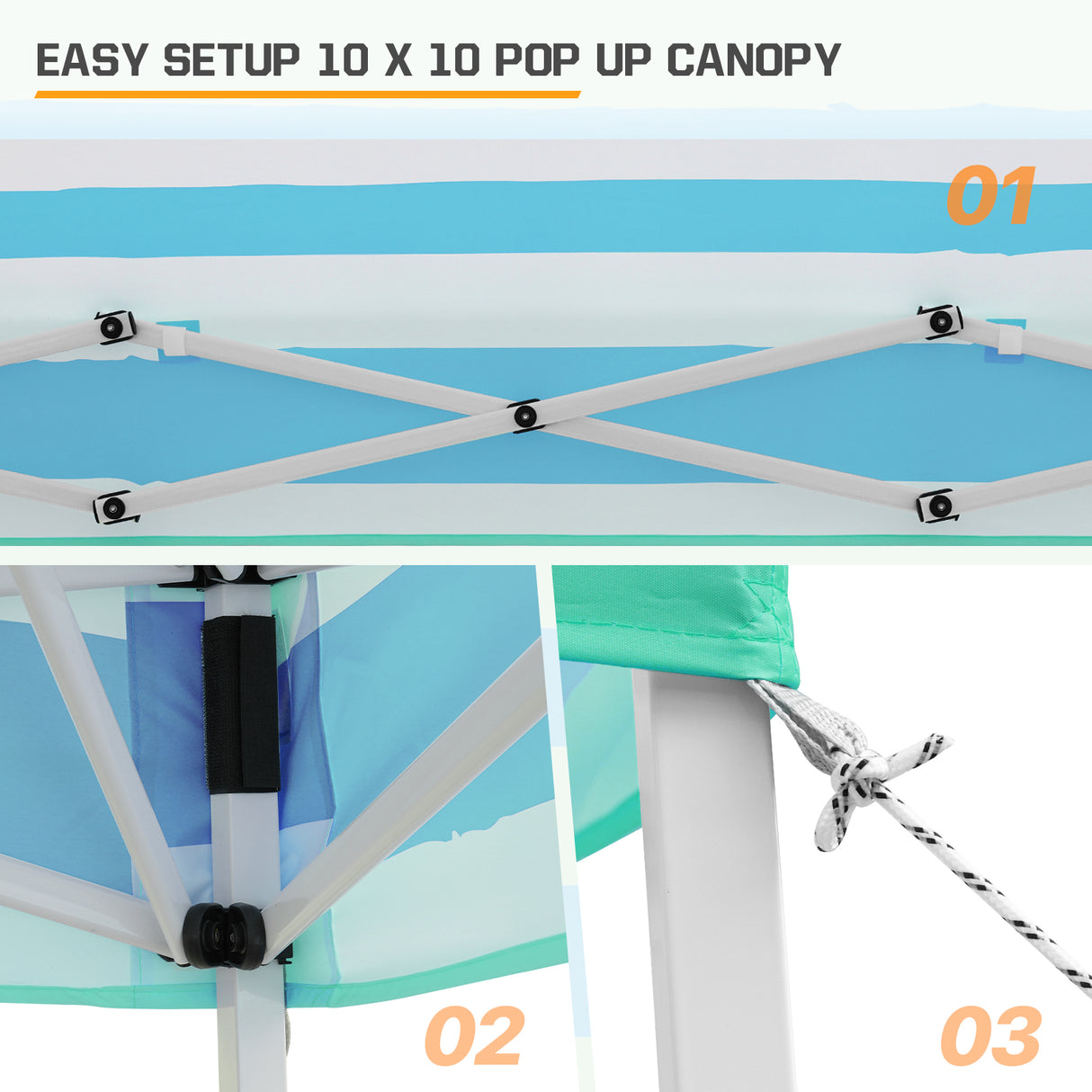 EAGLE PEAK Slant Leg Pop up Canopy Tent, 10x10 Base 8x8 Top