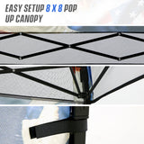 EAGLE PEAK 8x8 Pop Up Canopy Tent with Sidewall, 8x8 Base 6x6 Top