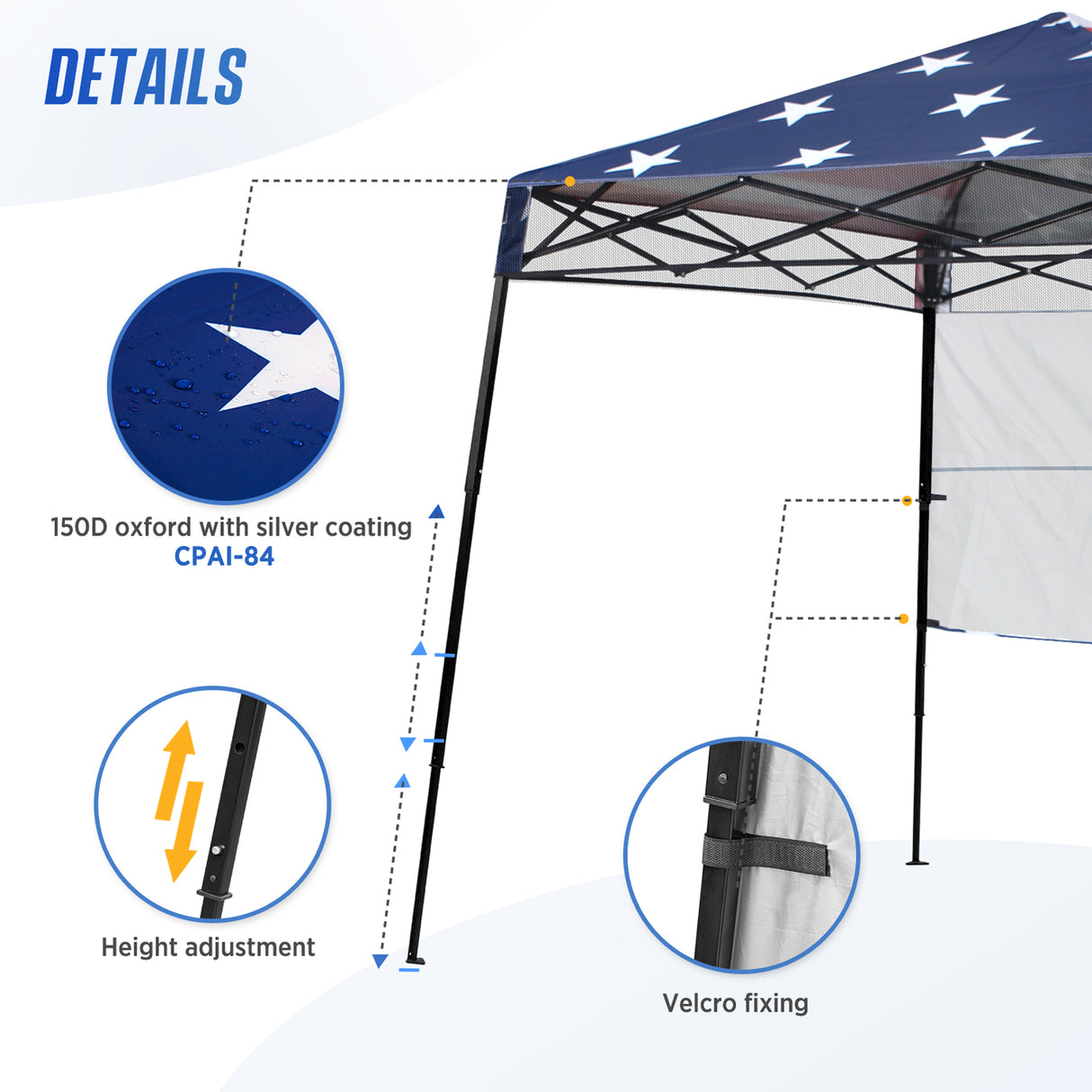 EAGLE PEAK 8x8 Pop Up Canopy Tent with Sidewall, 8x8 Base 6x6 Top