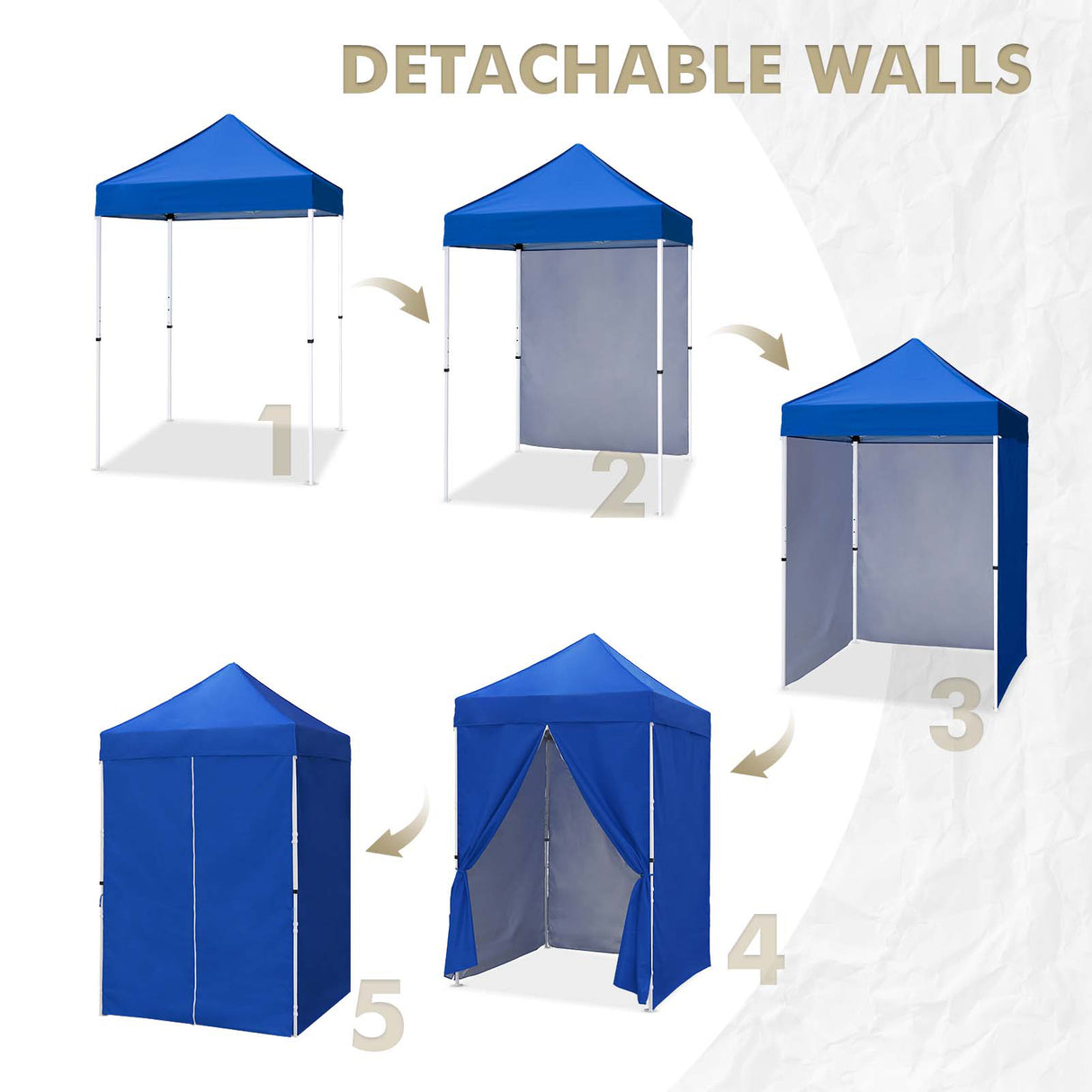 EAGLE PEAK Straight Leg Outdoor Portable Canopy Tent with Removable Sunwalls 5x5 ft, Carry Bag Included