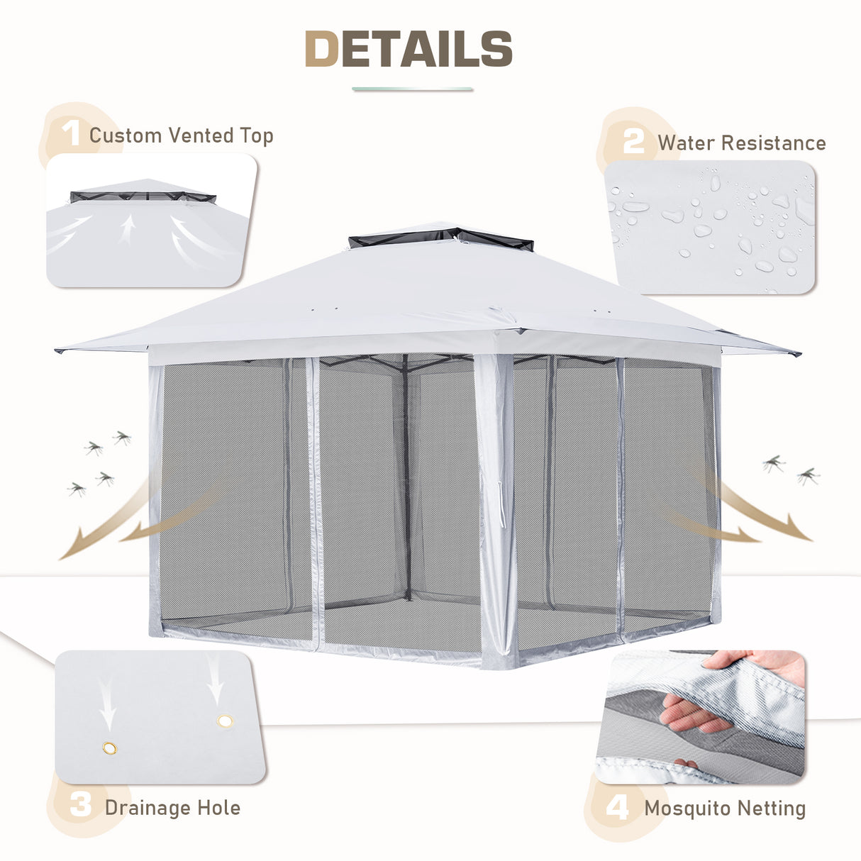 13x13 Pop Up Gazebo with Netting w/ 169 sqft of Shade - Eagle Peak Custom Canopy Tent