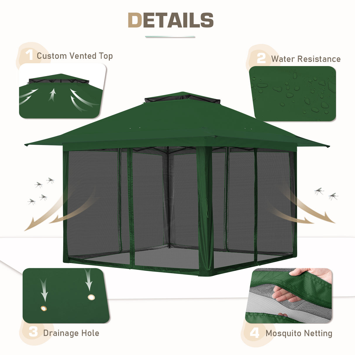 EAGLE PEAK 13x13 Pop Up Gazebo w/ Mosquito Netting - Eagle Peak Canopy and Outdoor Products