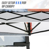 EAGLE PEAK 8x8 Pop Up Canopy Tent with Sidewall, 8x8 Base 6x6 Top