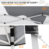 EAGLE PEAK Slant Leg Pop up Canopy Tent, 10x10 Base 8x8 Top