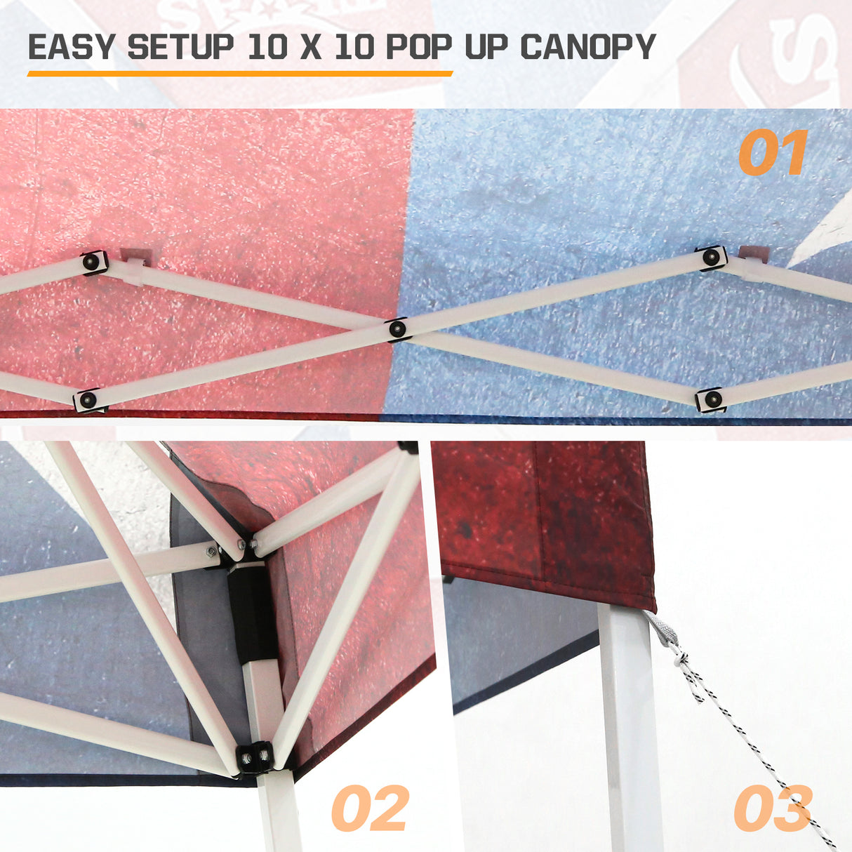 EAGLE PEAK Slant Leg Pop up Canopy Tent, 10x10 Base 8x8 Top